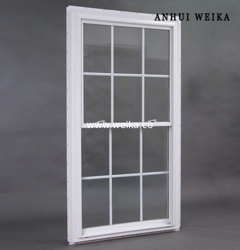 Gemakkelijk onderhoud en Pvc raster ontwerp Vinyl PVC Upvc Plastic UPVC Double Hang Window