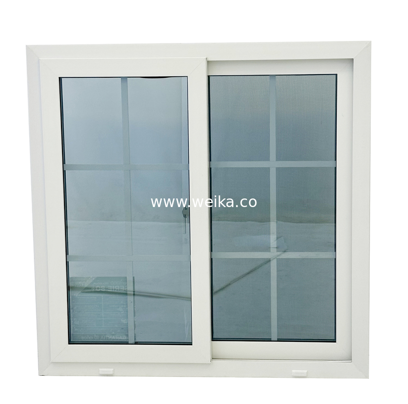 14 Jaar Productie Ervaring Elegant 80mm UPVC Double Slider Window Met Drainage Channel Design