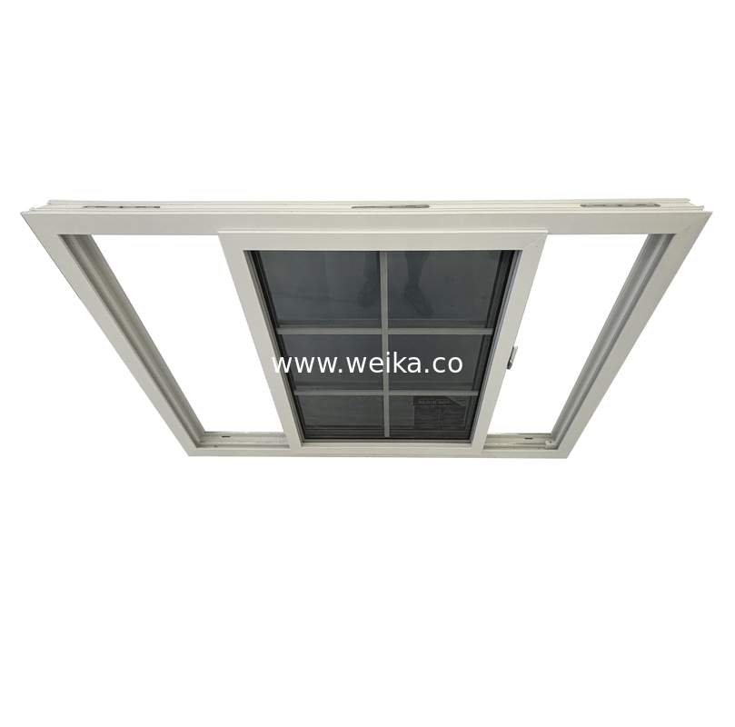 Veiligheid Conventioneel UPVC-schuifvenster Ultra-smooth 80mm UPVC Twin Slider-venster met vliegscherm glasvezel