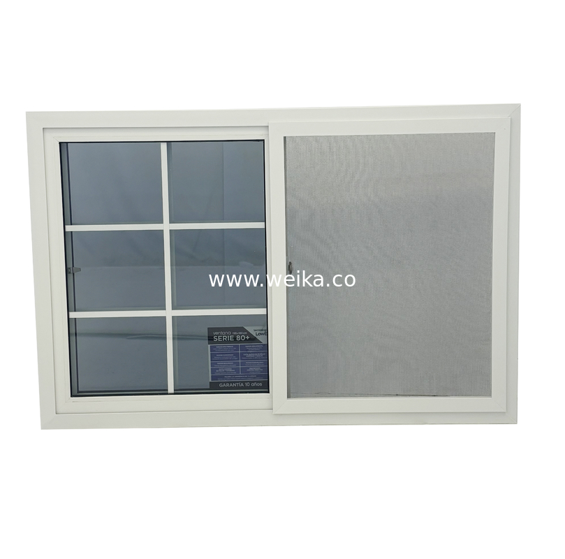 14 Jaar Productie Ervaring Elegant 80mm UPVC Double Slider Window Met Drainage Channel Design