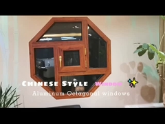 WEIKA Nieuw Design Kunstkunstvormig Aluminiumlegering Houtkorrels Octagaal Vaste Venster